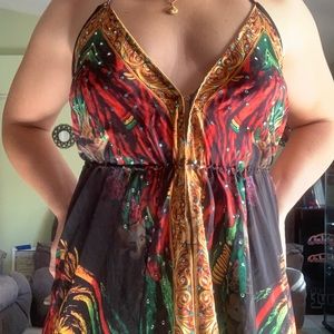 Rastafarian silk dress size M-L flow dress